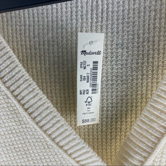 NWT MADEWELL Asherton Waffle Henley Sweater Cream Small - Picture 5 of 5